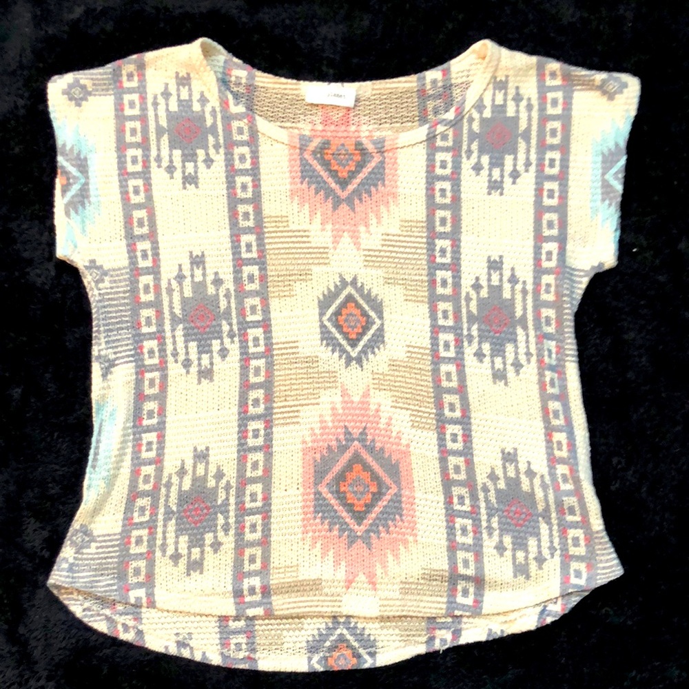 Tribal Print Short Sleeve‎ Sweater